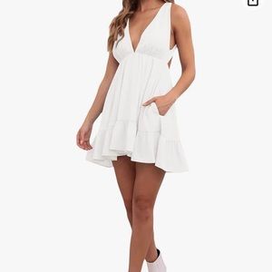 Women V neck mini dress